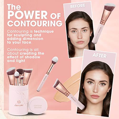 Contour Powder Kabuki Foundation Blush Fan Brush Set - Synthetic Sculpting and Highlighting Kit - Contouring Makeup Brushes