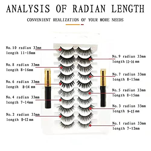 Magnetic Eyeliner and Eyelash Kit,10 Pairs Reusable Magnetic False Eyelashes,Waterproof Long Lasting Magnetic Eyeliner With FREE Tweezer For Use