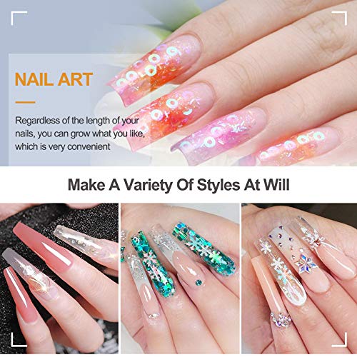 Kalolary Clear Extra Long C Curved False Nail Tips, 400p Extra Long Nail Tips C/U Curve Half Cover False Nails French False Nail Tips with Box