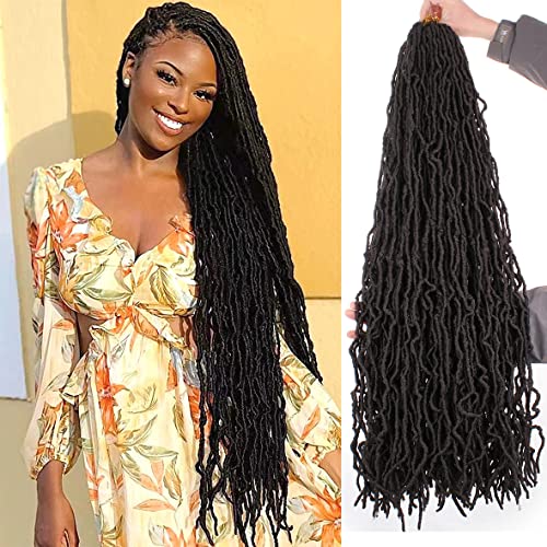 Leeven 30 Inch Distressed Faux Locs 6 Packs Long Butterfly Faux Locs Crochet Hair Synthetic Crochet Braids Pre-looped Soft Locs Crochet Locs Hair