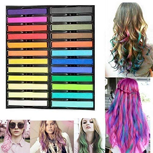 Hair Chalk, 24 Colors Set Non-Toxic Temporary Hair Color Chalk Dye Soft Pastels for Women and Girls Hair