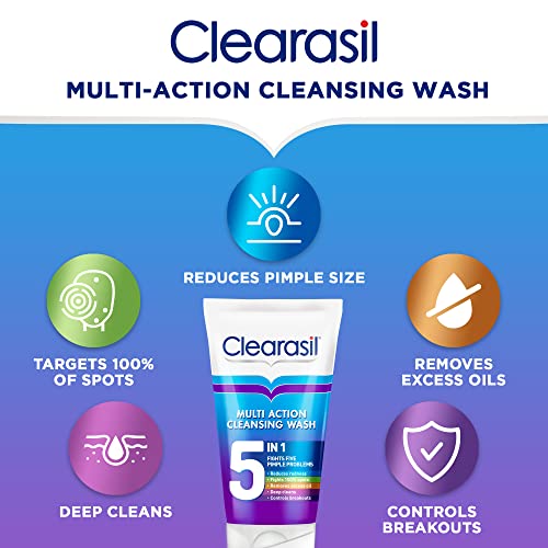 Clearasil Bundle for Clear Skin and Pores: Clearasil 5 in 1 Cleansing Face Wash 125 ml + Toner 200ml