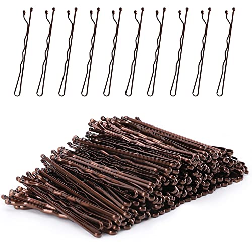 Laicky Bobby Pins, 200Count Brown Hair Pins Hairpins with Box for Women Lady Girls Kids Hair Grips Invisible Wave Hairgrip Barrette Hairclip Bulk