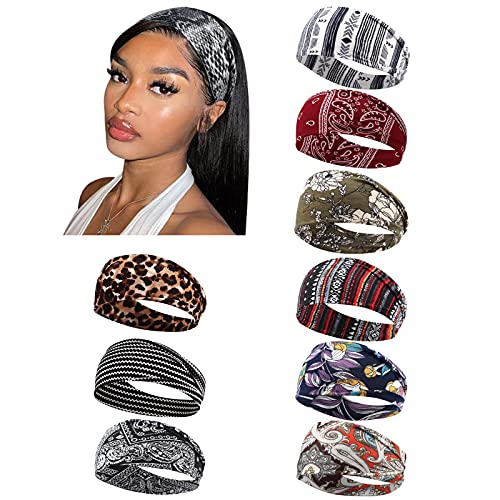 DRESHOW 10 Pieces Wide Headbands Knot Turban Headband Hair Band Elastic Hair Accessories for Women and Girls