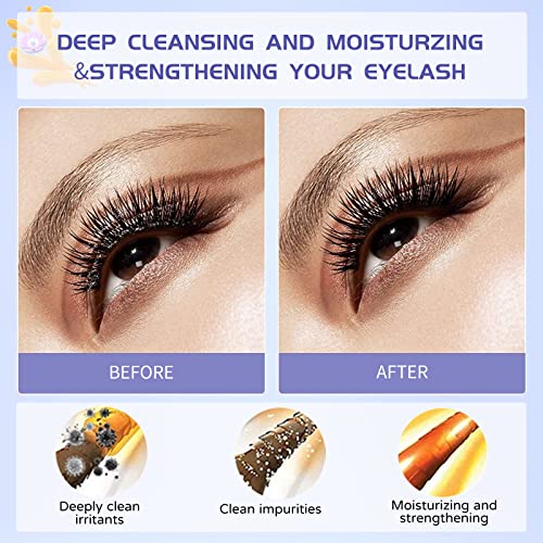 Eyelash Extension Cleanser, Eyelash Extension Shampoo For Eyelashes Cleansing and Extensions, Gentle Lash Shampoo 60ml + Brush + Mascara Wand, Pa