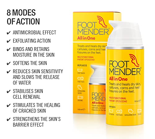 Footmender All in One | Treats and Heals Dry Feet, Hard Skin (calluses), Corns and Cracked Heels (Heel fissures) | Significant Effect After First