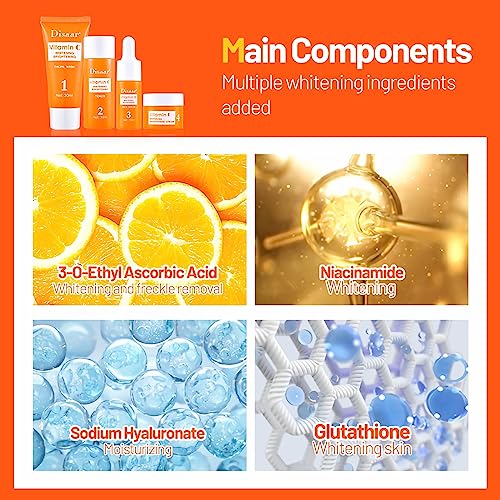 mercham Skincare Set Gifts for Teenage Girls-Vitamin C Serum for Womens Gift Sets, Includes Cleanser-Toner-Serum-Face Cream, Moisturizing & Brigh