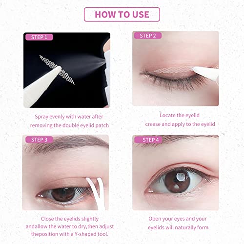 Eyelid Tape for Hooded Eyes Invisible, Water Activated Eyelid Lifter Strips, Glue-free Double Eyelid Sticker, Mesh Eye Lift Tape for Droopy Lids,