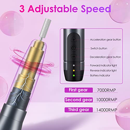 HAPAW Electric Nail Files, Cordless Rechargeable Electric Nail Drill Electric Nail Files Professional, 11 in 1 Electric Nail File Manicure Pedicu