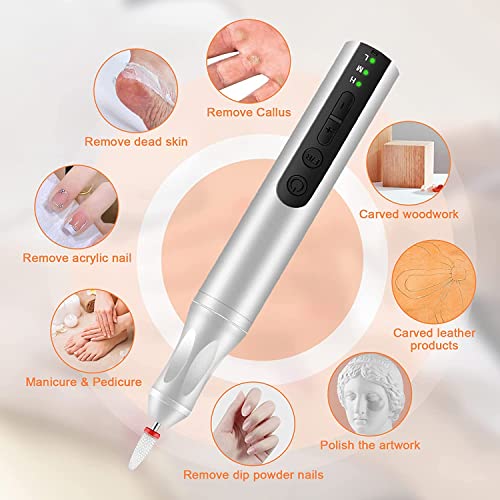 CGBE Electric Nail Files, 20000RPM Rechargeable Electric Nail Drill Machine, Cordless Electric Nail File Portable Manicure Pedicure Set for Acryl
