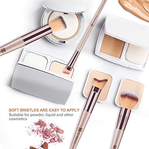 Makeup Brushes 15 Pcs Make Up Brushes Set Professional Champagne Gold Makeup Brush Pack Foundation Blending Powder Blush Concealers Eyeshadow Eye