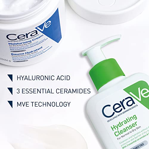 CeraVe Deep Hydration 2-Step Routine for Dry Skin | Cleanser 236 ml and Moisturising Cream 454 g