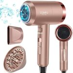 1800W Ionic Hairdryer for Women, CONFU Professional Powerful Travel Blow Hairdryer with Diffuser & Concentrator, 3 Heat Settings, Fast Drying Dry
