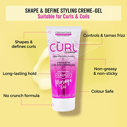 The Curl Company Shape and Define Styling Crème-Gel (150 ml) - Professionally Formulated with Curplex and Nourishing Moringa Oil Ideal for Curls,