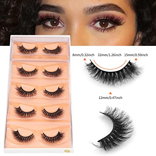 DYSILK 5 Pairs 6D Lashes Faux Mink Eyelashes Cat Eye Fluffy Natural Look False Eyelashes Long Lashes Pack Mink Lashes Soft Reusable Eye Lashes |C