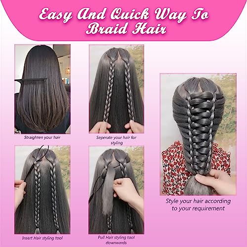 Hair Braiding Tool Rat Tail Comb French Braid Loop Tool - Hair Pull Through Tool Metal Pin Tail Comb - Parting Comb hair looping Tool Elastic Hai