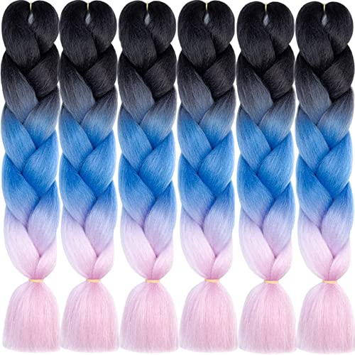 LDMY Hair for Braiding-Jumbo Braids, Long Colorful Ombre Pink Purple Jumbo Braiding Hair Extensions Kanekalon Jumbo Braid Wigs for Women Syntheti