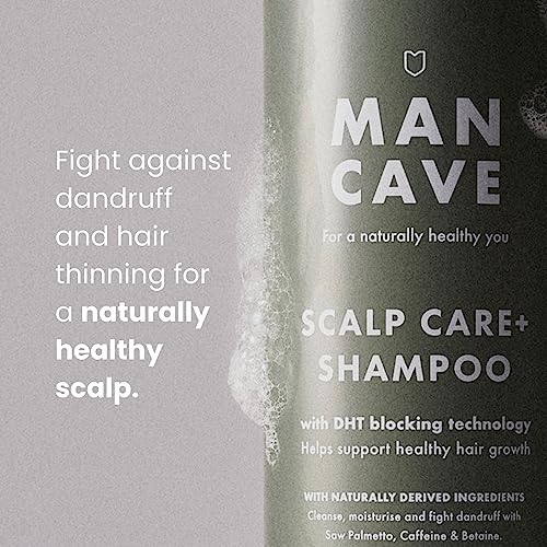 ManCave Scalp Care Shampoo 350ml, DHT Blocker Encourages Hair Growth + Dandruff Control, Sulphate Free, Contains Saw Palmetto, Panthenol and Beta