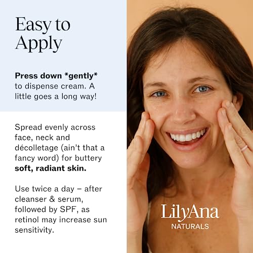 LilyAna Naturals Retinol Cream Moisturizer for Face and Eyes, Use Day and Night - for Anti Aging, Acne, Wrinkles - made with Natural and Organic