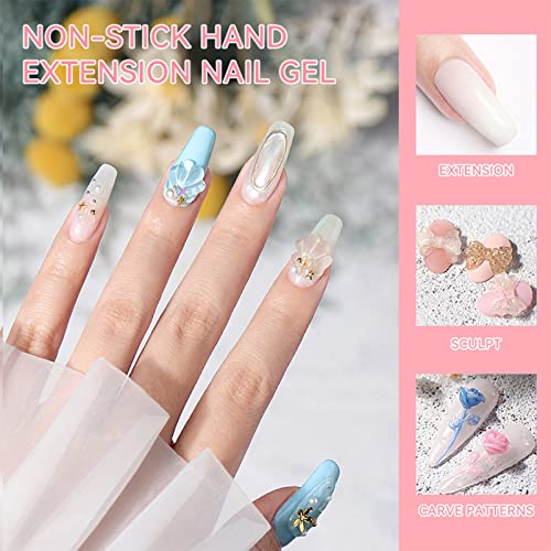 Builder Gel for Nails Extension, Solid Builder Gel Non-Stick Hard Builder Gel Clear Poly Builder Gel for 3D Modeling Decoration Nail Art DIY Mani