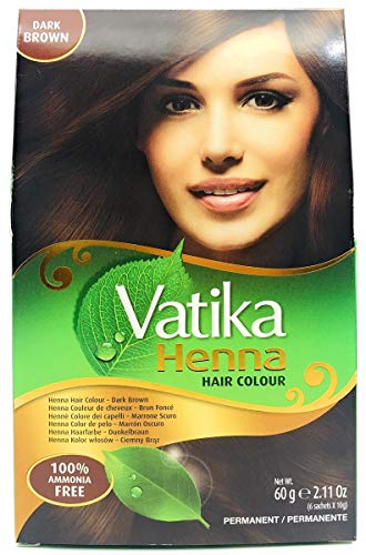 Dabur Vatika Henna Hair Colour, Dark Brown 100% Ammonia Free, 6 x 10g Sachet's - 60g