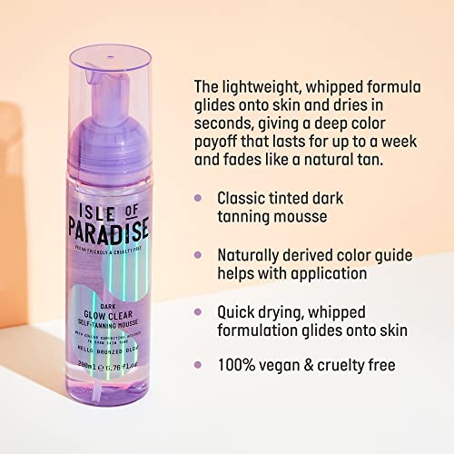 Isle of Paradise Self Tan Mousse, Dark (200 ml) Self Tanning Foam, Natural Ingredients & Vegan (packaging may vary)