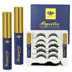 Magnetic Eyelashes Set 5 Pairs with 2 x Waterproof Magnetic Eyeliner Kit for Natural Look Reusable Easy to Set Comfortable Lashes with Tweezers M