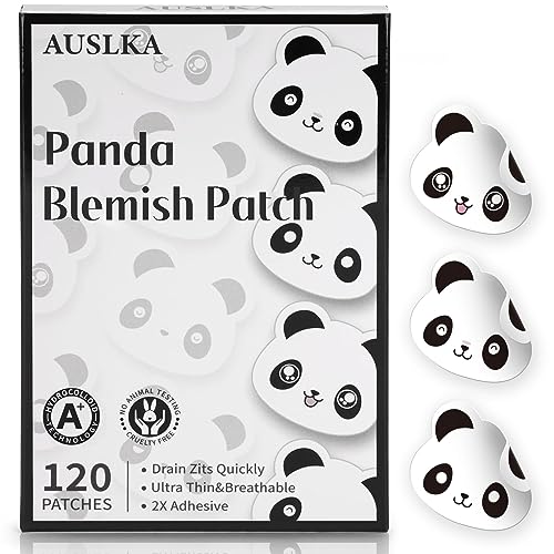 AUSLKA Panda Pimple Patches - 120 Patches, Hydrocolloid Spot Dots - Blemishes Patch - Pimple Stickers,Patches To Cover Facial Blemishes