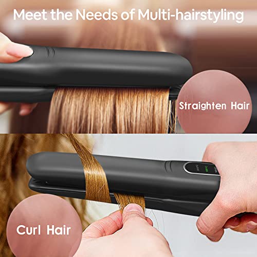 SUNMAY Voga 2 in 1 Cordless Hair Straighteners and Curler, Travel Wireless Portable USB Rechargeable Straightener, Mini Flat Iron Curling Wand wi