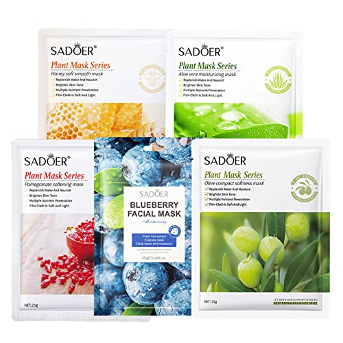 Hydrating Face Mask,Hydrating Moisturising Face Sheet Masks Nourishing Improves Skin Face Care,Face Mask Set for Dehydrated, Dull and Tired Skin,