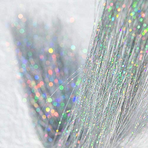 Hair Tinsel Extensions 250 Strads Fairy Holographic Sparkle Woman Hair Glitter Synthetic Tinsel Straight Hair Accessories for Women Girls Hair De