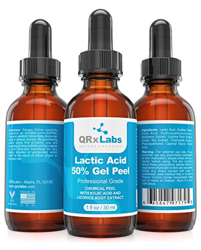 QRxLabs Lactic Acid 50% Gel Peel With Kojic Acid And Bearberry & Licorice Root Extracts - Professional Grade Chemical Face Peel - Alpha Hydroxy A