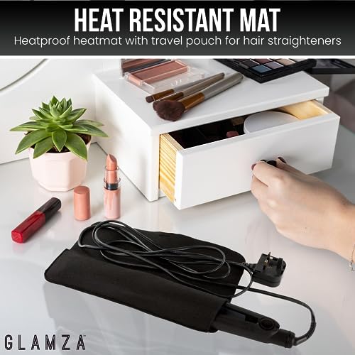 Glamza Extreme Heat Protection Hair Straightener Mat Safety Tongs Resistant Cover Case