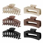 6 Pack 4.3" Large Hair Claw Clips,DLJKJ Hair Clips for Women & Girls,2 Styles 3 Colors Internal tooth design Strong Hold Matte Claw Hair Clips fo