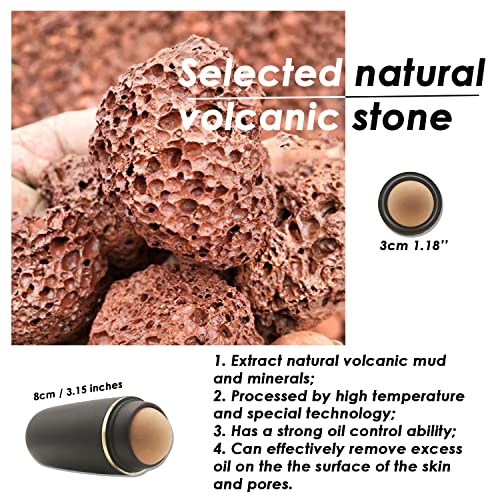 Lazzybeauty Oil-absorbing Volcanic Roller, with 4Pcs Oil-Resistant Face Roller Balls, Oil Control On-the-Go, Reusable Portable Stone Roller for T