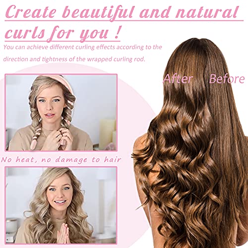 Heatless Curlers Headband, Silk Ribbon Curling Rod Lazy Natural Soft Wave Formers Sleeping Overnight Hair Wrap Kit No Heat Hair Styling Tools for