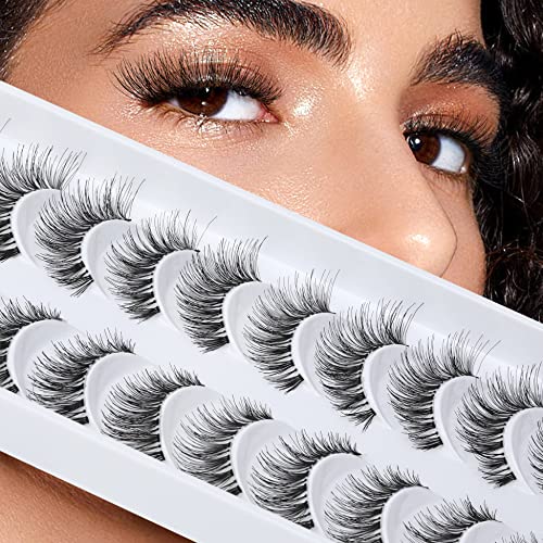 Newcally Eyelashes False Lashes Natural Look Fake Eye Lashes Wispy Strip 3D Long Fake Eyelashes 10 Pairs Multipack