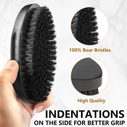 BoGoo Hand Palm Dark Oak Military Hair & Beard Brush - Grooming Tool with Boar Bristles for All Hair Types