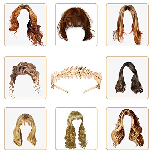 Roman Leaf Crown,XCOZU Goddess Tiara Gold Leaf Band Crown of Leaves,Girls Greek Gold Leaf Headband Bridal Headbands Gold Laurel Leaf Headdress Bo