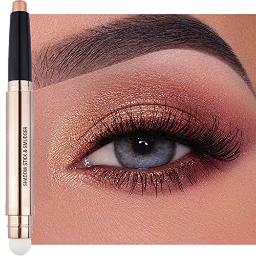 Glitter Eyeshadow Metallic Eye Shadow Stick,Pearl Shimmer Dual-Ended Eyeshadow Eye Brightener Highlighting Pen,High Pigmented,Cruelty Free,Smooth