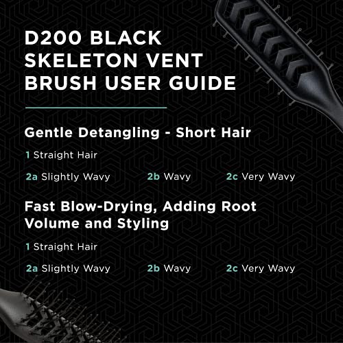 Jack Dean by Denman D200 Flexible Vent Brush for Blow Drying - Styling Hair Brush for Wet Dry Curly Thick Straight Hair - For Women and Men (Blac