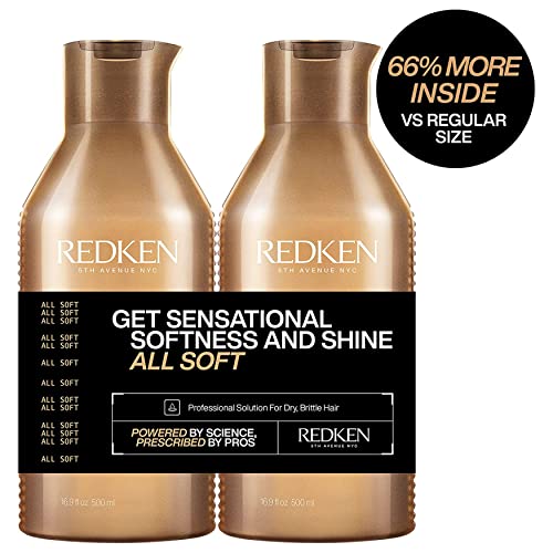 REDKEN Shampoo & Conditioner, For Dry Hair, Argan Oil, Softness and Shine, All Soft, Power Duo 500 ml Set