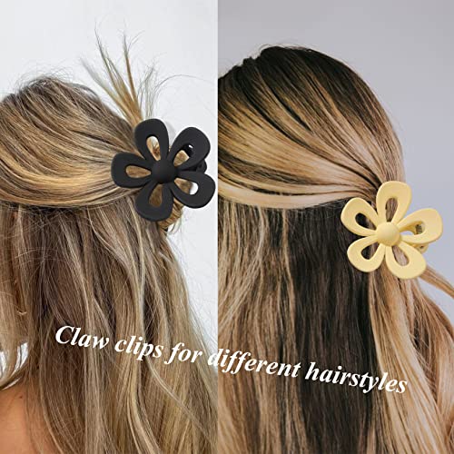 MENGCOOL 8PCS Flower Hair Clips, Cute Hair Clip for Medium Thick Hair, ABS Strong Hair Hold Jaw Clamps, Non-Slip Large Hair Clip for Women and Gi