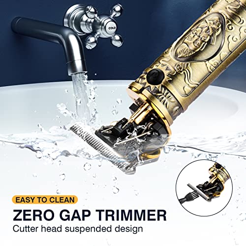 Hair Clippers Cordless Beard Trimmer Men Vintage T9 Fade Barber Machine Gold Zero Gap Electric Shape Up Professional Haircut with LCD USB Birthda