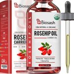 Biosash Rosehip Oil for Face, Skin 120ml, 100% Pure Cold Pressed Natural, Unrefined, Hydrating, Nourishing & Moisturising Carrier Oil, Organic Ro