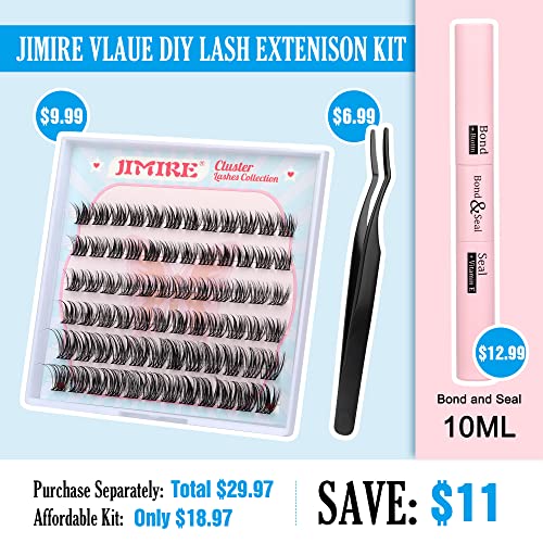 Lash Clusters DIY Eyelash Extension Kit with Bond Seal Tweezers Individual Lashes Kit 10-12-14MM Mixed Length D Curl Wispy 72Pcs Clusters Lashes