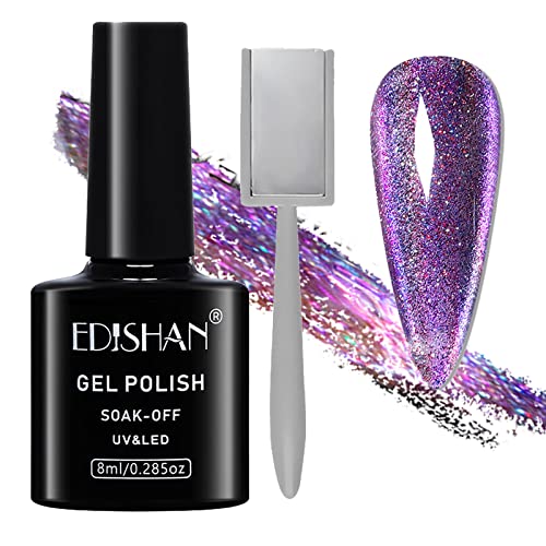 Gel Nail Polish, Gel Nail Kit With Magnet Glitter Gel Polish, Pearl Shell Reflective Sparkle Shiny Clear Pastel Cat Eye UV Gel Nail Polish Set Us