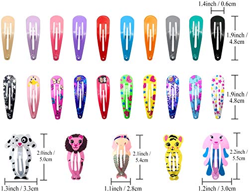 Girls Hair Clips, Funtopia 60 Pcs Snap Hair Clips for Little Girls Kids Teens Women Non Slip, 2 Inches Candy Color Metal Barrettes Hair Accessori