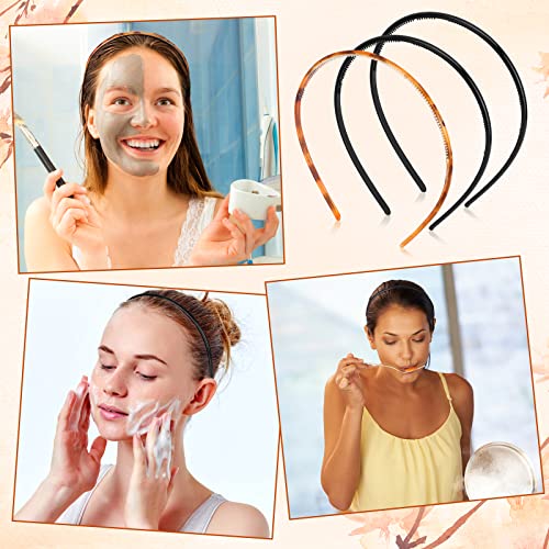 Skinny Plastic Headbands for Women Girls, PROUSKY 3 Pieces Plastic Headband With Teeth, 3 Color Alice Hair Bands Hair Accessories for Sport Washi