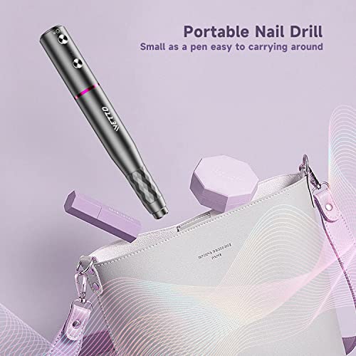 Professional Electric Nail Drill, Cordless Nail Drill Machine with Ceramic Nail Bit for Acrylic, Gel Nails, Manicure Pedicure Polishing Shape Too